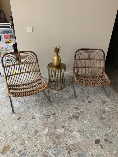 2 x toffe rotan / riet (tuin/terras) stoelen Boho, Tuin en Terras, Tuinstoelen, Zo goed als nieuw, Rotan, Ophalen
