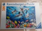 Ravensburger puzzel 500 dolfijnen, Ophalen of Verzenden, 500 t/m 1500 stukjes, Zo goed als nieuw, Legpuzzel