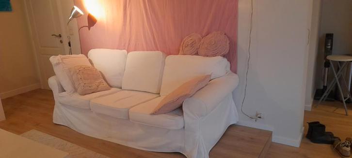 Witte Stoffen 3-zit zetel, Maison & Meubles, Canapés | Salons, Enlèvement