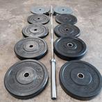 Crossmaxx bumper plates set + crossmaxx IWF competion barbel, Sport en Fitness, Ophalen, Zo goed als nieuw