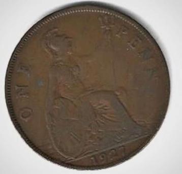 Munten UK ONE PENNY 1927 ZFr - king George V, Enlèvement ou Envoi, Autres pays, Monnaie en vrac