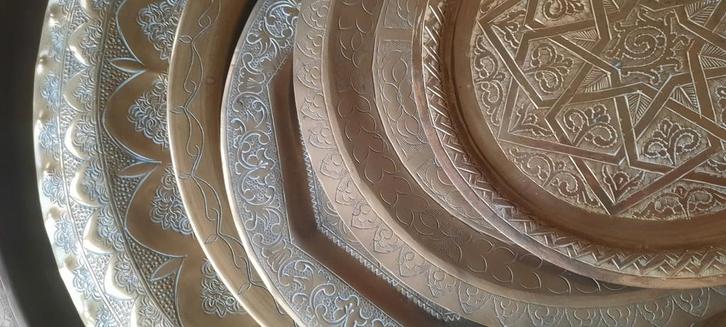 Marokkaanse koperen/messing dienbladen/ schalen, Antiek en Kunst, Antiek | Brons en Koper, Ophalen of Verzenden