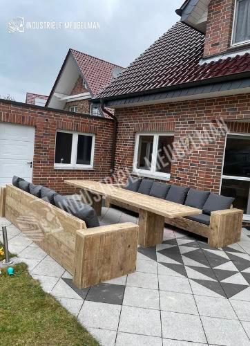 Steigerhout Tuinset Tuintafel Loungebank Lounge Dining Set, Tuin en Terras, Tuinsets en Loungesets, Nieuw, Tuinset, Steigerhout