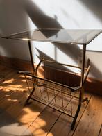 Vintage gouden bijzettafel met glas, Huis en Inrichting, Ophalen, Gebruikt