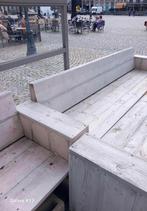 6 Grote Landelijke, houten banken van 3M plus kussens!, Ophalen, Gebruikt, Hout