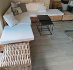 Loungeset en zwarte tafeltjes, Tuin en Terras, Ophalen, 5 zitplaatsen, Rotan, Zo goed als nieuw