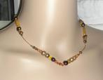 Ketting zoetwaterparel , citrien , carneool en kristal bruin, Handtassen en Accessoires, Kettingen, Bruin, Verzenden, Nieuw, Met edelsteen