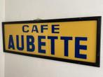 Antiek reclamebord "Cafe Aubette" handbeschilderd glas, Antiek en Kunst, Verzenden