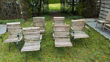 6 chaises de jardin vintage avec accoudoirs en très bon état