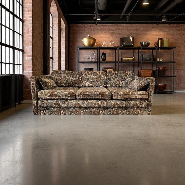 Vintage uitklapbare driezit / slaapbank / canapé, Antiek en Kunst, Antiek | Meubels | Stoelen en Sofa's, Ophalen of Verzenden