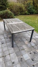 Tuintafel teakhout en aluminiumpoten, Tuin en Terras, Ophalen, Hout