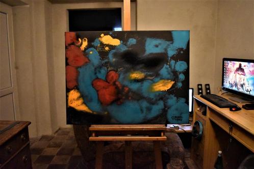 Quatre Couleurs Peinture Abstrait, Par Joky Kamo, Antiquités & Art, Art | Peinture | Moderne, Enlèvement