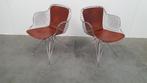 2 Design Wire Chairs Chroom Met Cognac Seat Pads, Huis en Inrichting, Ophalen, Twee, Bruin, Zo goed als nieuw