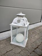 Grote lantaarn met ronde kaars, Ophalen, Gebruikt, 25 tot 50 cm, Crème
