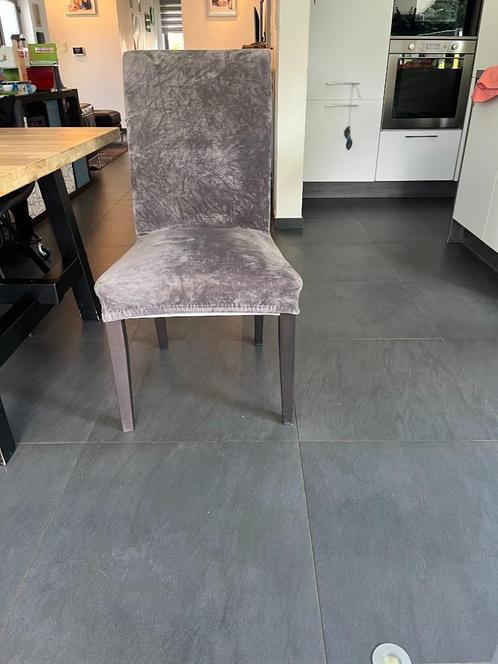 6 stoelen eetkamer, Huis en Inrichting, Stoelen, Gebruikt, Vijf, Zes of meer stoelen, Hout, Stof, Grijs, Ophalen