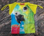 Mt 104 Limoengroene T-shirt papegaai met een strootje, Kinderen en Baby's, Kinderkleding | Maat 104, Meisje, Ophalen of Verzenden
