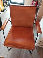 fauteuille leder cognac kleur, met stalen frame., Ophalen, Zo goed als nieuw, Leer