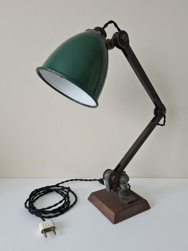 Bureaulamp - IJzer - Industriële bureaulamp, Huis en Inrichting, Lampen | Tafellampen, Gebruikt, Minder dan 50 cm, Metaal, Ophalen of Verzenden