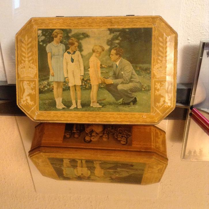 boîte 'Léopold III & ses enfants', reprod photos d'archive, Collections, Boîte en métal, Utilisé, Enlèvement ou Envoi