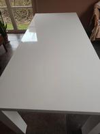 Witte tafel 2m10 op 90 CM en 6 rieten stoelen, Maison & Meubles, Tables | Tables à manger, 200 cm ou plus, Enlèvement, Utilisé