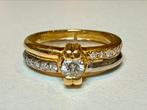 18 karaat gouden bicolor ring met mooie VS diamanten! 16,5mm, Geel, Ophalen of Verzenden, Kleiner dan 17, Met edelsteen