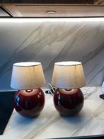Tafellampen bordokleur 32 cm totale hgte,keramiek, Maison & Meubles, Lampes | Lampes de table, Enlèvement, Utilisé, Moins de 50 cm