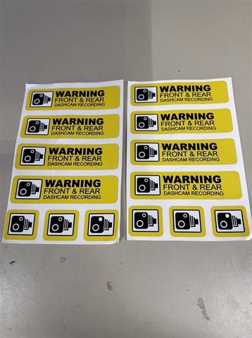 Dash Cam Recording Stickers CCTV In Car Video Camera Decal S, Enlèvement ou Envoi