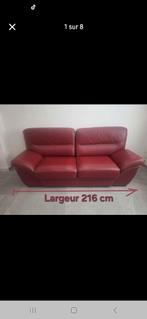 Lederen bank, Ophalen, Gebruikt, Driepersoons, Rechte bank