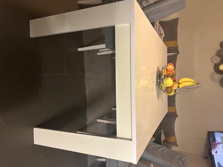 Witte tafel + 5 stoelen — Complete set — Solid, Huis en Inrichting, Tafels | Eettafels, Gebruikt, 50 tot 100 cm, 100 tot 150 cm