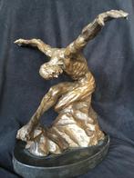 Bronzen naakte man armen wijd. zuiver groot fraai brons., Antiek en Kunst, Kunst | Beelden en Houtsnijwerken, Ophalen of Verzenden
