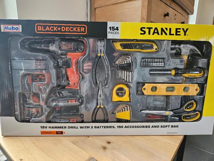 Doe-het-zelf pakket Black+Decker en Stanley, Bricolage & Construction, Outillage | Foreuses, Neuf, Foreuse et Perceuse, 400 à 600 watts