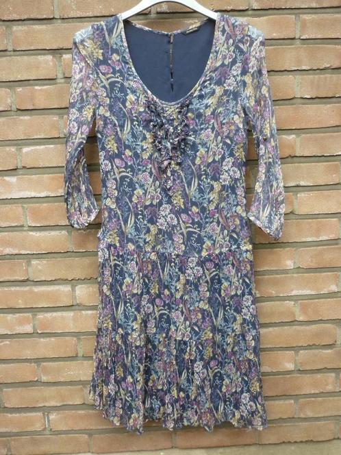 Zijden Jurk Massimo Dutti met 3/4 Mouwlengte, Kleding | Dames, Jurken, Nieuw, Maat 36 (S), Blauw, Boven de knie, Ophalen of Verzenden