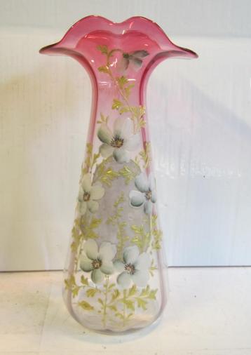 Antieke art nouveau Legras vaas, emaille bloemen; ca 1910 beschikbaar voor biedingen