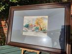 Aquarel gesigneerd John Van Achter, Antiek en Kunst, Kunst | Schilderijen | Klassiek, Ophalen