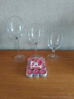 3 glazen kaarshouders + kaarsen., Ophalen