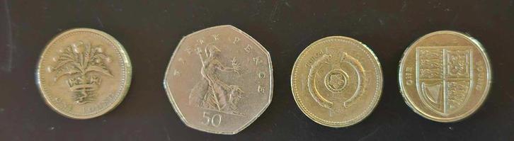 Monnaie pièce anglaise one pound /fifty pence 50 Royaume Uni, Postzegels en Munten, Munten | Europa | Niet-Euromunten, Losse munt