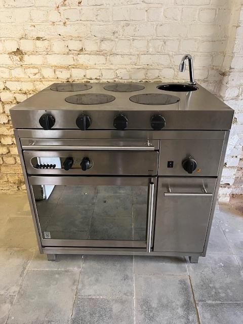 RVS kook- en bakstation, met snijplakzone en warmhoudzone, Zakelijke goederen, Horeca | Keukenapparatuur, Fornuis, Frituur en Grillen