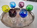 set van 6 gekleurde kristallen Römer wijnglazen, Antiek en Kunst, Antiek | Glaswerk en Kristal, Ophalen