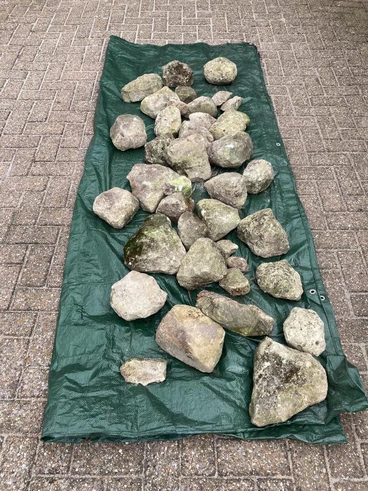 Mooie partij decoratieve tuinstenen, Tuin en Terras, Grind, Keien en Split, Gebruikt, Overige typen, Beige, Kalksteen, Ophalen