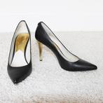 Leren Michael Kors Pumps Gouden Hak -s22 (Maat 7½|38) € 65,-, Pumps, Michael Kors, Verzenden, Zwart