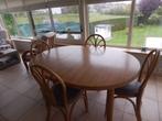 table en rotin massif avec 4 chaises, Maison & Meubles, Comme neuf, 100 à 150 cm, 100 à 150 cm, Rond