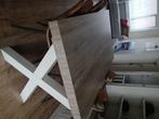 Eetkamertafel met 6 stoelen cognackleur, Ophalen, Zo goed als nieuw, Modern, 6 tot 8 stoelen