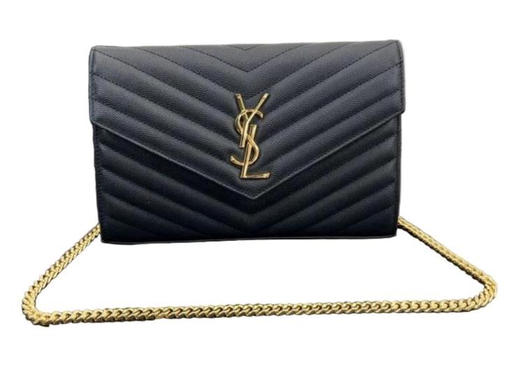 Saint Laurent cassandre chain wallet blauw dames tas, Handtassen en Accessoires, Tassen | Damestassen, Zo goed als nieuw, Blauw