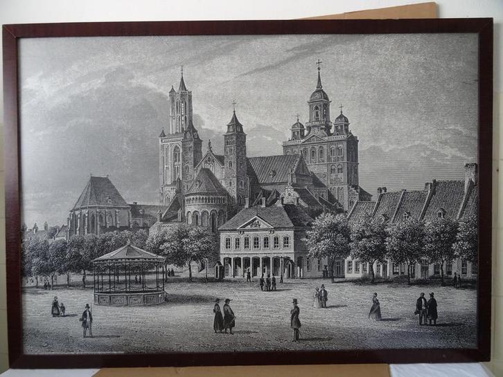Maastricht Het Vrijthof omstreeks 1860 Afhalen149 pakket 14e, Antiek en Kunst, Kunst | Overige Kunst, Ophalen of Verzenden