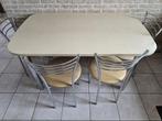 Tafel + 4 stoelen, Ophalen, Zo goed als nieuw, Metaal, Vier