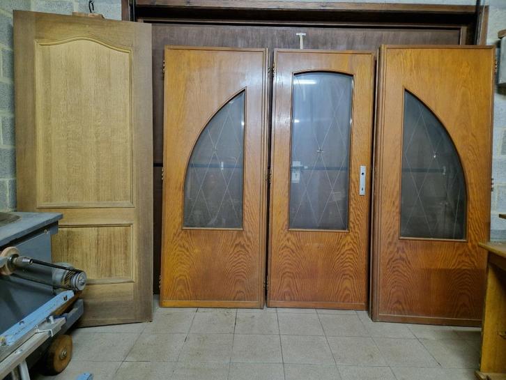 houten binnendeuren eik en grenen, Doe-het-zelf en Bouw, Deuren en Vliegenramen, Gebruikt, Binnendeur, Glas, Hout, Ophalen