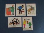 5 stickers van Kuifje - De lachende koe - Hergé - 1976, Verzamelen, Ophalen of Verzenden, Kuifje, Zo goed als nieuw, Plaatje, Poster of Sticker