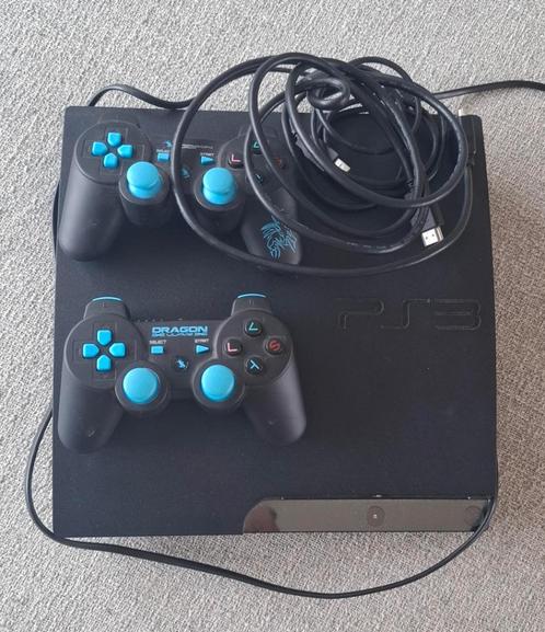 PS3 console slim - compleet met 2 controllers, Games en Spelcomputers, Spelcomputers | Sony PlayStation 3, Gebruikt, Slim, 320 GB
