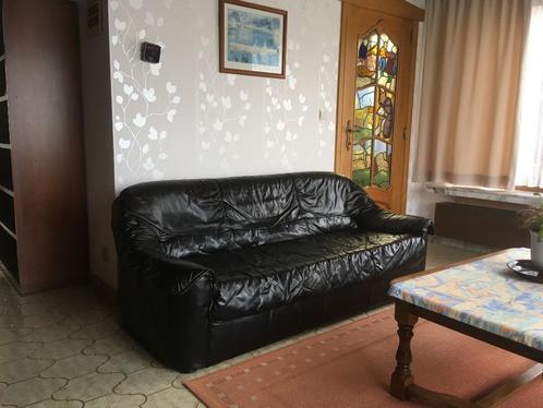 Zetelbank echt leer 100% proper, 2+3 personen, brengen kan, Huis en Inrichting, Zetels | Zetels en Chaises Longues, Gebruikt, Leer