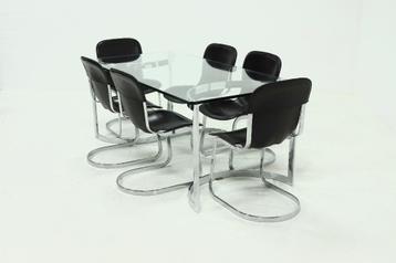 Vintage Italiaans Design Willy Rizzo Eethoek Cidue Jaren 70 beschikbaar voor biedingen